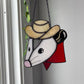 Cowboy Opossum Stained Glass Suncatcher