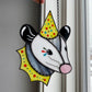 Clown Opossum Stained Glass Suncatcher