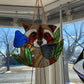 Cosmic Raccoon Stained Glass Suncatcher